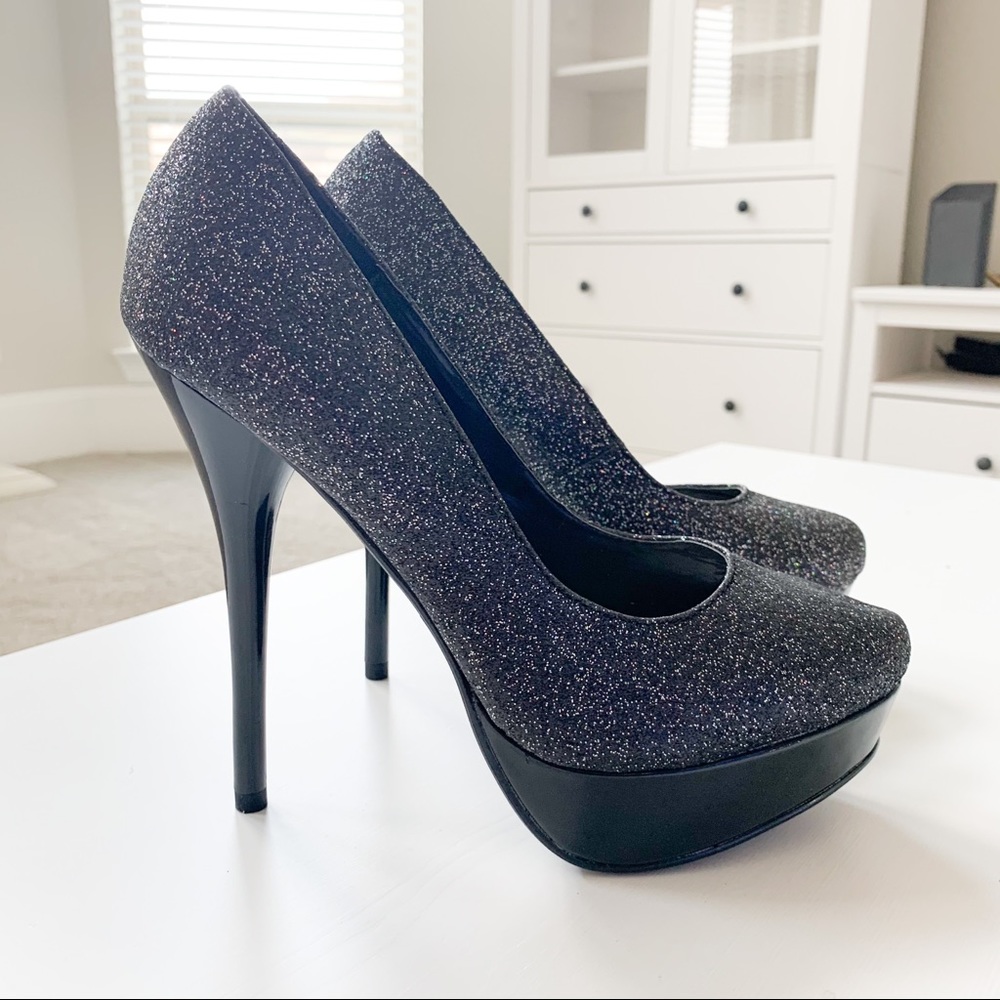 Lasonia Black Glitter High Heels Pumps💕